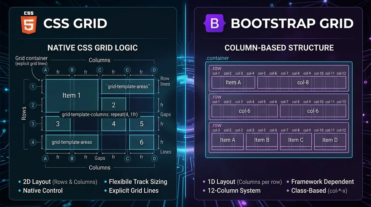 CSS Grid vs Bootstrap Grid: What’s the Difference and Which Should You Use?